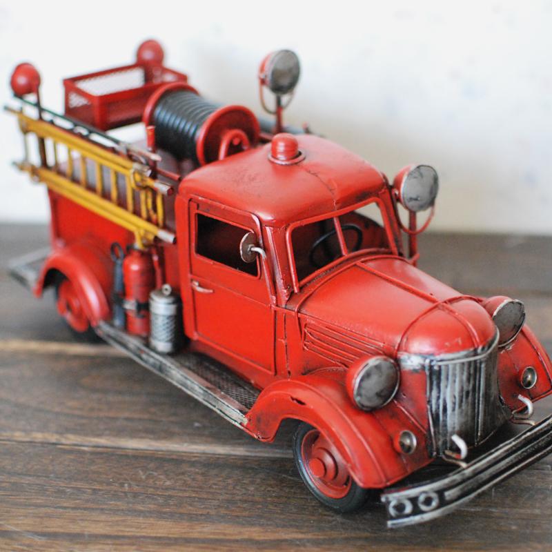 手工制.vintage 1941年雪佛兰消防车 复古铁皮模型 礼品