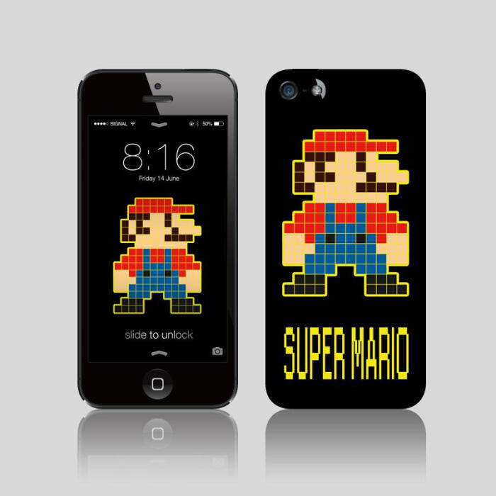 刘炫迈 马赛克马里奥 卡通创意三星iphone4s5s5c6plus手机壳