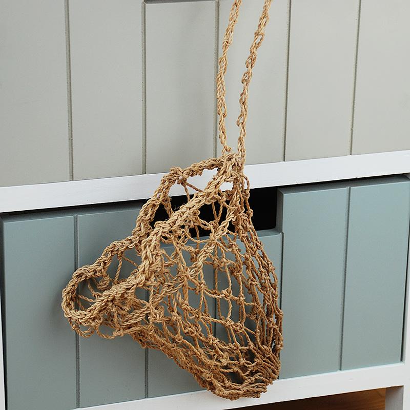 天然手工艺编制麻绳收纳挂袋 可伸缩束口包装袋  创意艺品