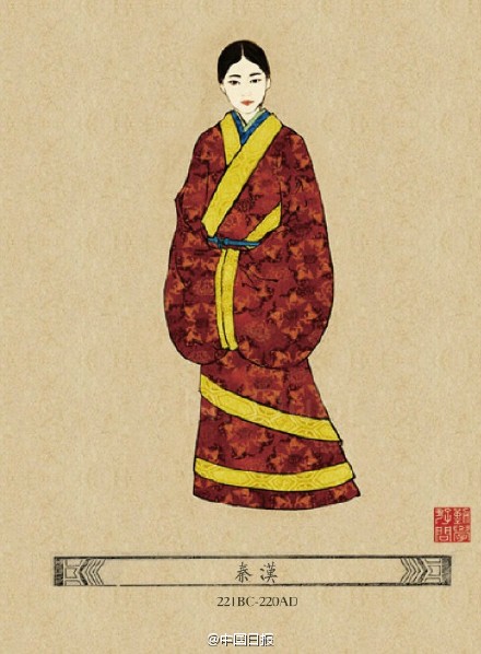 【中国古代历朝女装变迁史】商周礼制十五而笄;西汉深衣制,上襦下裙