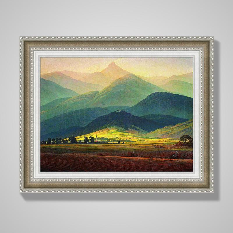 veryart大卫巨人山欧式山水风景名画临摹客厅卧室办公室手绘油画