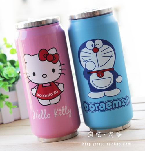 小黄人hello kitty不锈钢保温杯卡通易拉罐吸管水杯子女儿童