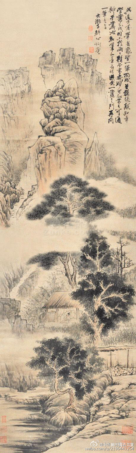《石涛山水画立轴之三 石涛(1630一1724年)3:其作画构图新奇