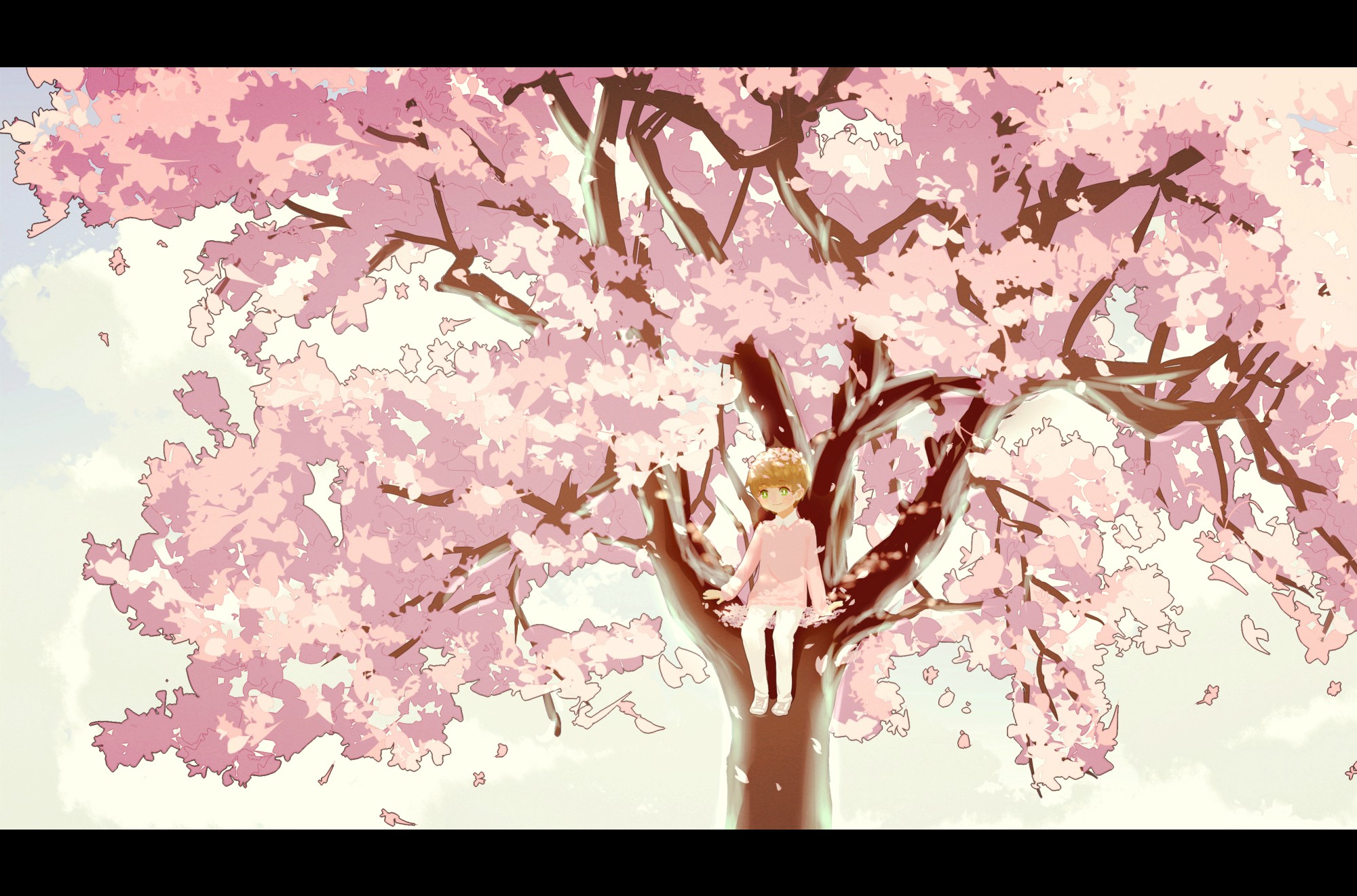 【王源 饭绘#王源 补完一下脑洞…春天到了,樱花季到了~樱花树与