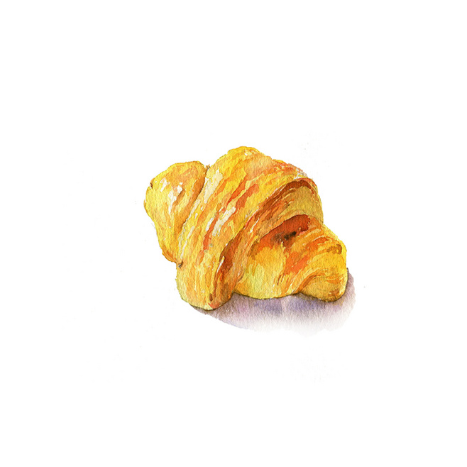 可颂#水彩# #食物# #手绘# #.