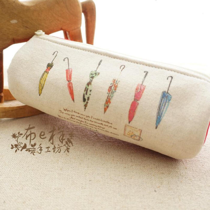 布e样·雨季·原创森系手工布包,手绘棉麻笔袋