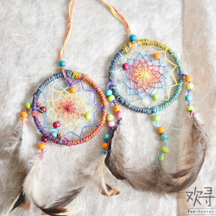 送你安眠〕手作捕梦网 dreamcatcher 彩色的梦 小号 欢寻