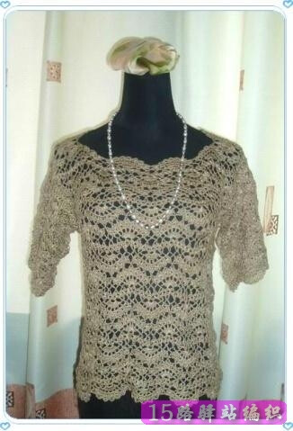 拱形花半袖钩衣详细钩织教程|钩针编织详细教程区 - 15路驿站