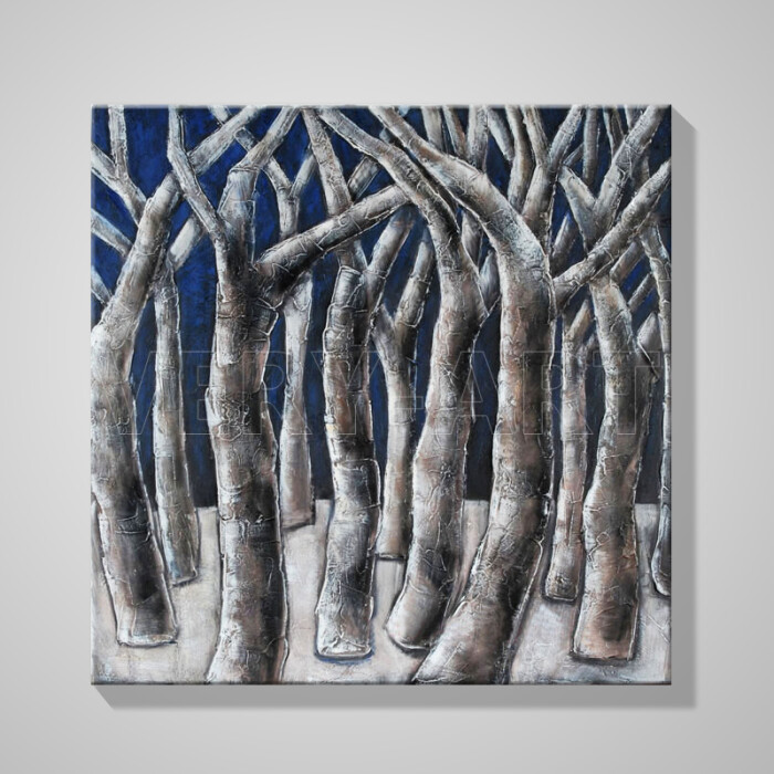 veryart手绘质感简约抽象树林树木风景油画 黑白装饰画客厅现代