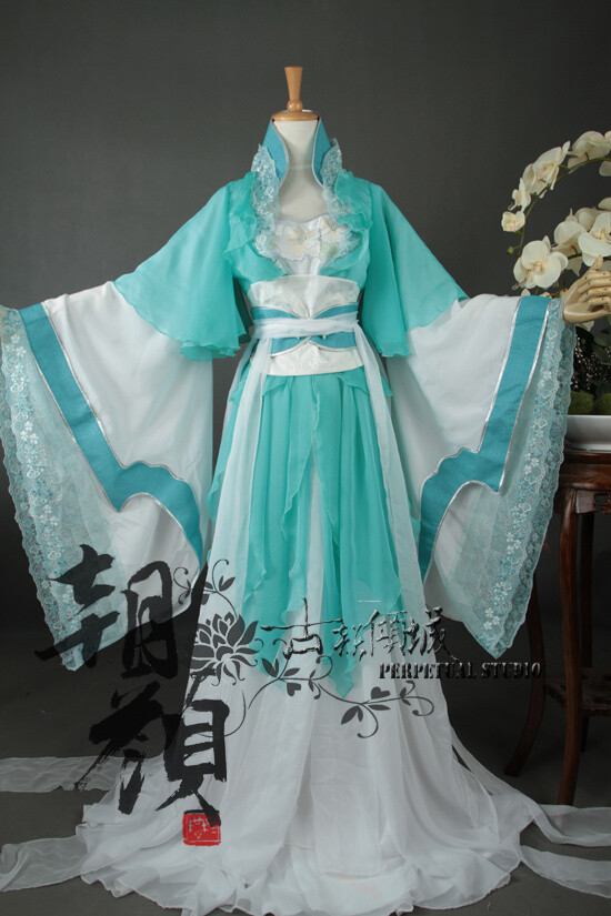 【朝颜】独家!水绿色飘逸女古装 cos".