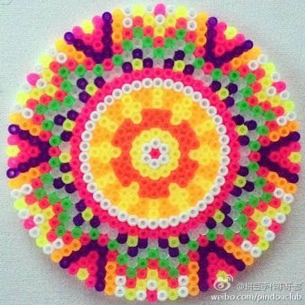 圆形模板##花纹设计##纹样#拼豆手作##拼豆实例