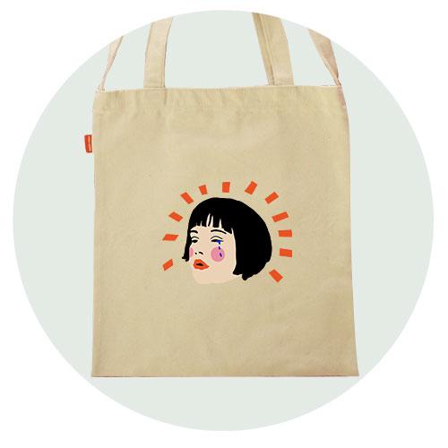 oopslook 原创自制 哭泣的女生头像 原宿风 街拍布包