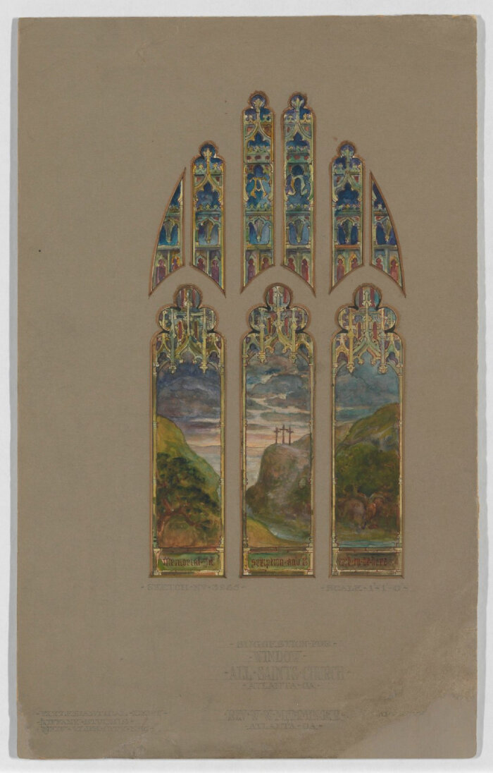 教堂彩窗手绘图片