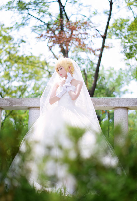 螺旋猫tomia《fate》saber婚纱cos(16)