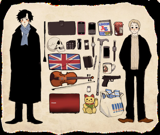 sherlock__s_stuffs_by_machomachi-d4hft2z,福尔摩斯,夏洛克,华生