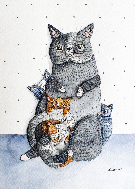带来一组可爱的水彩猫咪肖像画,一组生动可爱的装饰插 .