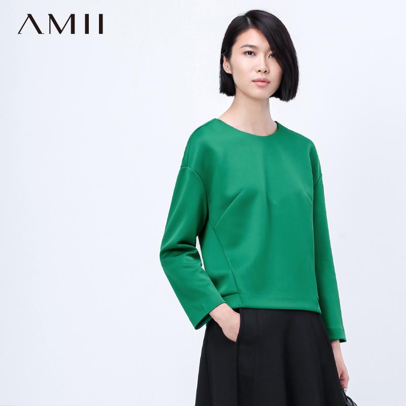 amii及简 2015秋装 店圆领空气层艾米女装卫衣