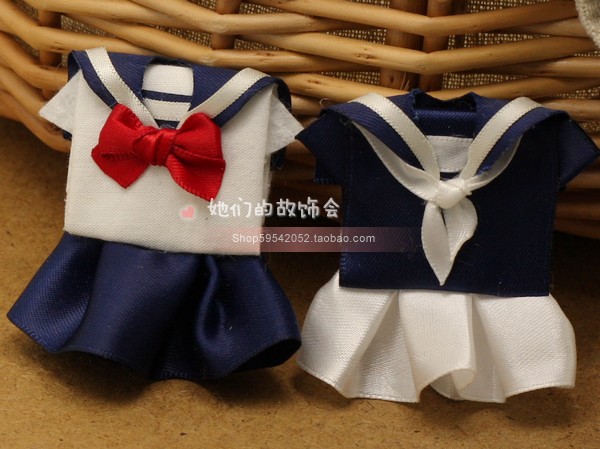 手工diy海军服水手服 日系美少女服萌妹发饰胸针 蝴蝶结发夹头饰