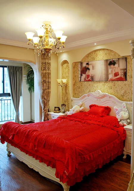 卧室# 欧式田园婚房卧室装修效果图