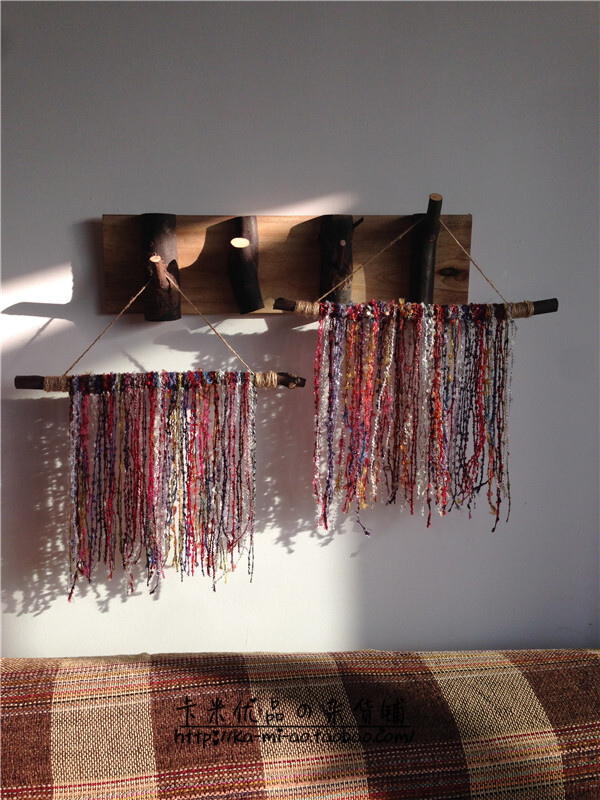 独家原创手工复古波西米亚民族风毛线树枝麻绳壁挂家饰装饰壁饰-淘宝