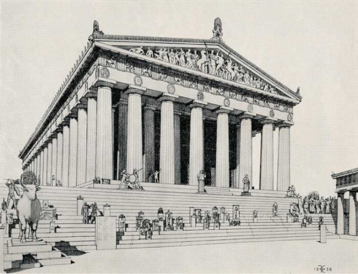 古希腊建筑手绘 素描图片