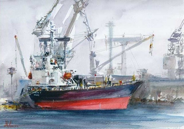 港口 水彩画家 hudson terrace