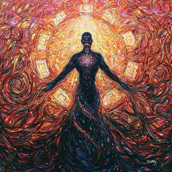 是一位抽象派的艺术家,不过他的风格是采用明亮的颜色,几何形状,线条