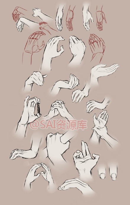 sai资源库 国外网站收集的动画人物,各式各样的手势参考,还不错