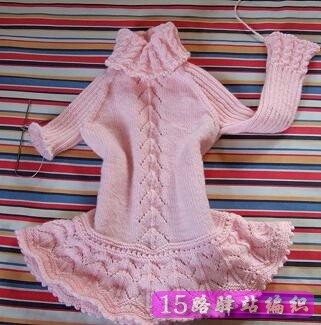 从上往下织6岁女童裙式毛衣款式图片(独品咖啡香作品)|棒针编织图解