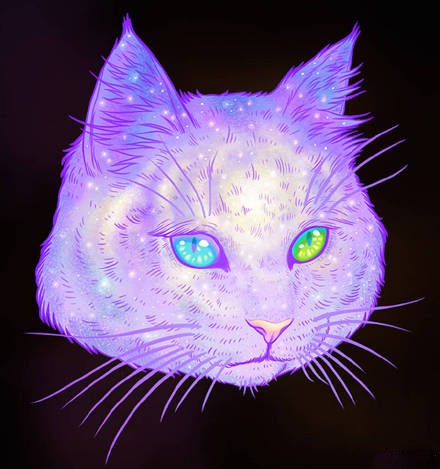 分享一组看上去十分妖娆鬼魅的星宿风格的猫咪头像,一点也不小清新啊