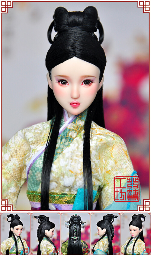 1/6娃娃古装发型152——虞姬;模特:obitsu