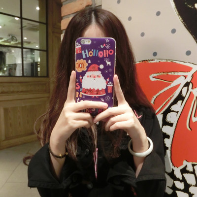 圣诞老人手机外壳iphone6美女全包保护套礼物6splus紫色节日苹果硅胶性大波与图片