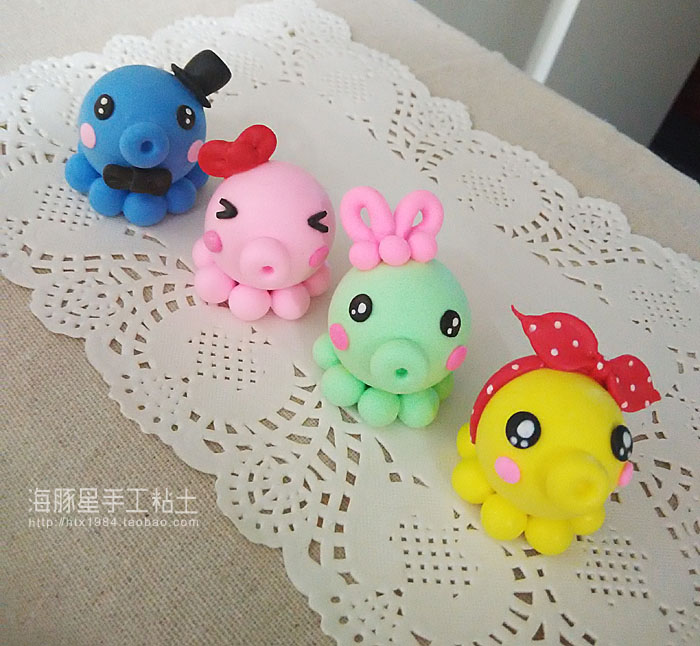 超萌小章鱼公仔桌面办公室家居粘土饰品车饰青蛙定制超轻摆件v桌面手工日文版所有图图片