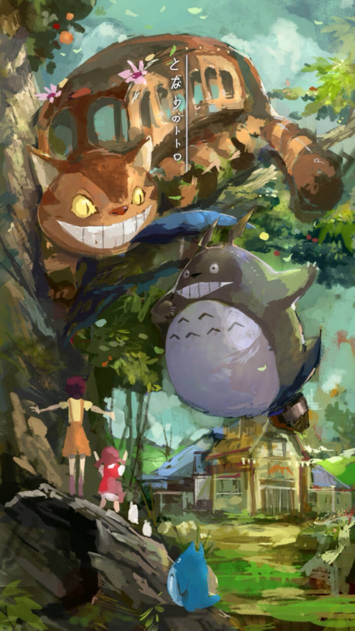 可爱龙猫唯美插画手机壁纸