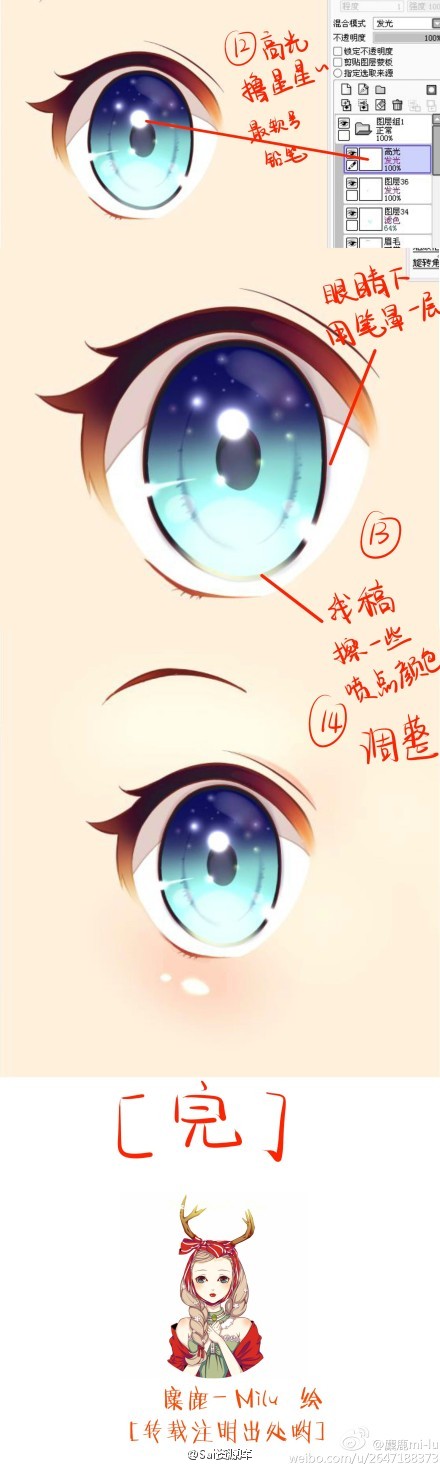 sai资源库# 多枚sai绘制动漫眼睛教程,超赞又详细,自己收藏,转需吧