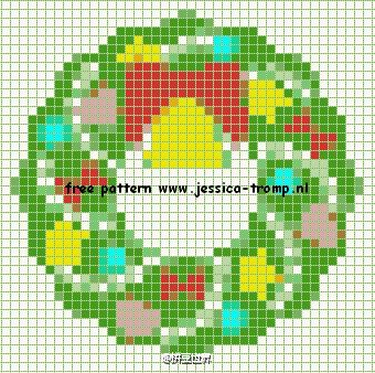 拼豆# #拼豆图纸# #拼拼豆豆# 圣诞花环