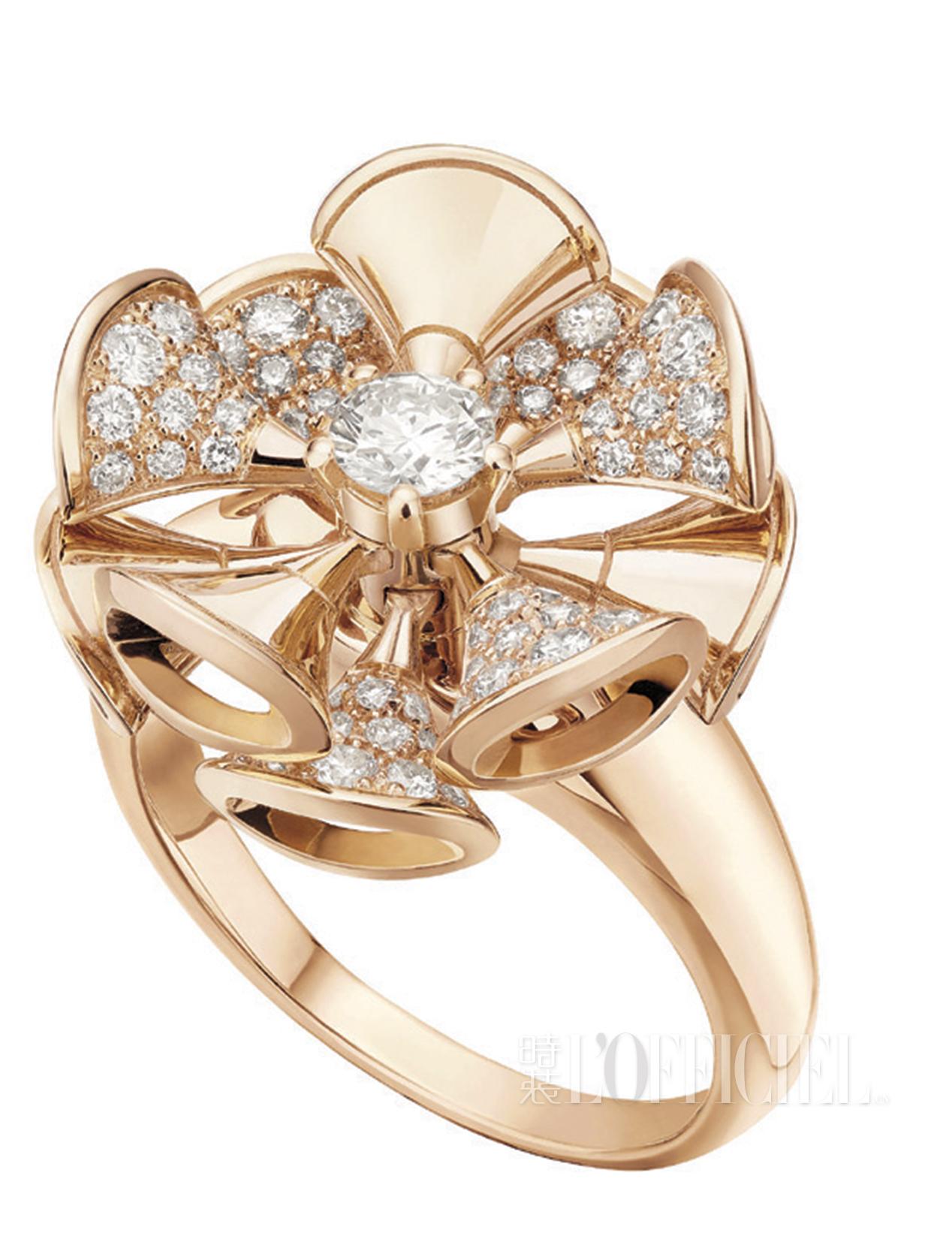 bvlgari宝格丽diva系列玫瑰金钻石戒指