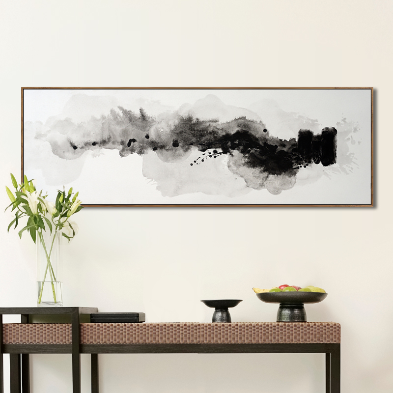 墙画正品现代中式壁画装饰画客厅挂画艺术微喷卧室抽象水墨画国画