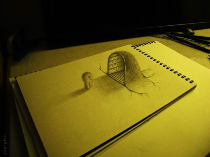 3d立体素描,用木炭和铅笔为我们构建出一个错觉的艺术世界.