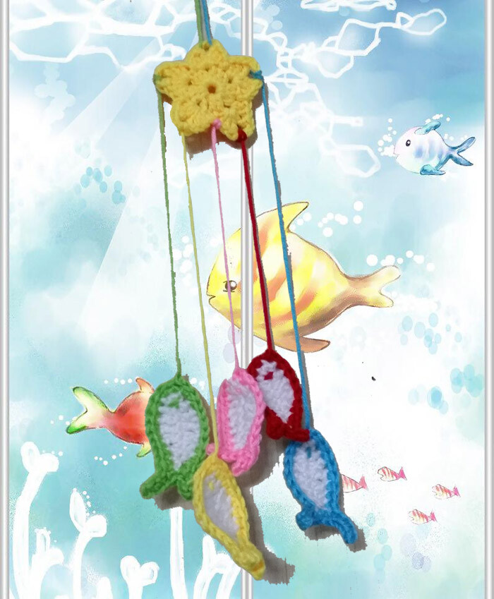 毛线针织 钩编钩针 勾花 七彩鱼 锦鲤 星星 挂件 年年有余新年客厅门