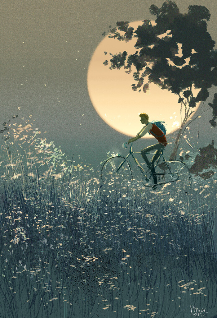 来自美国的插画师pascal campion,轻松随意的画风,画面大多描绘生活中