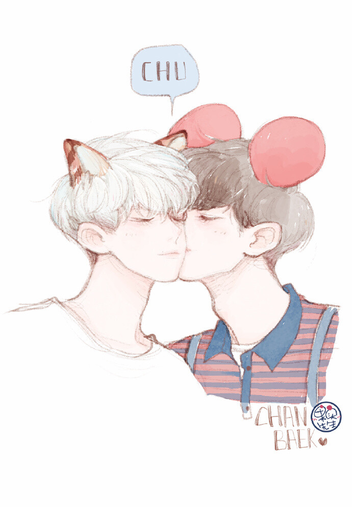 exo灿烈伯贤灿白fanart手绘插画by.breakbaek