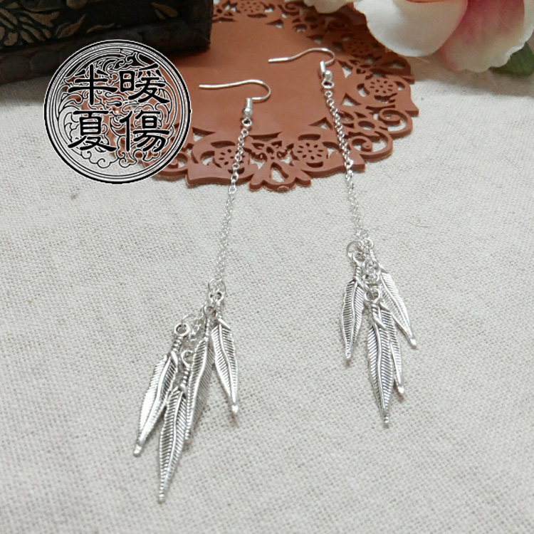 定制 美人心计窦漪房云汐林心如同款耳坠影视剧长款耳坠古银羽毛耳环