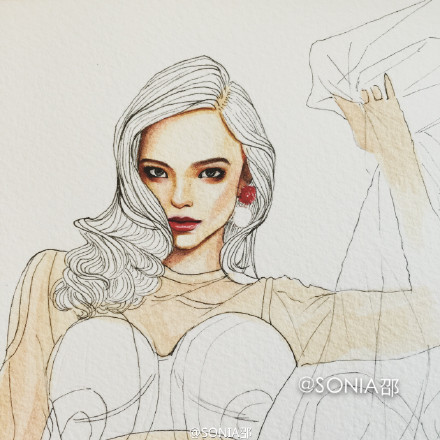 【手绘时装画】作者:微博@sonia邵