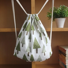 布语自制|萤火之森 原创手工棉麻布袋 双肩背包 抽绳背包