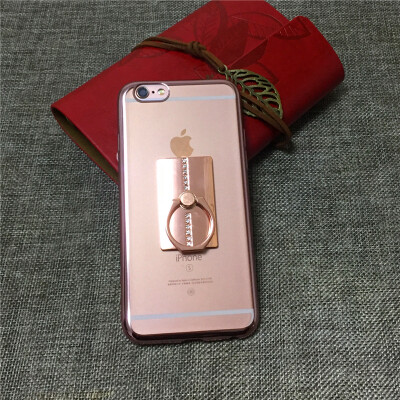 苹果镶钻iphone6s plus 透明镀金带指环手机保护套