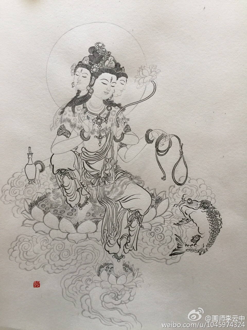 还有胎藏界的不空绢索观音.(画师李云中)