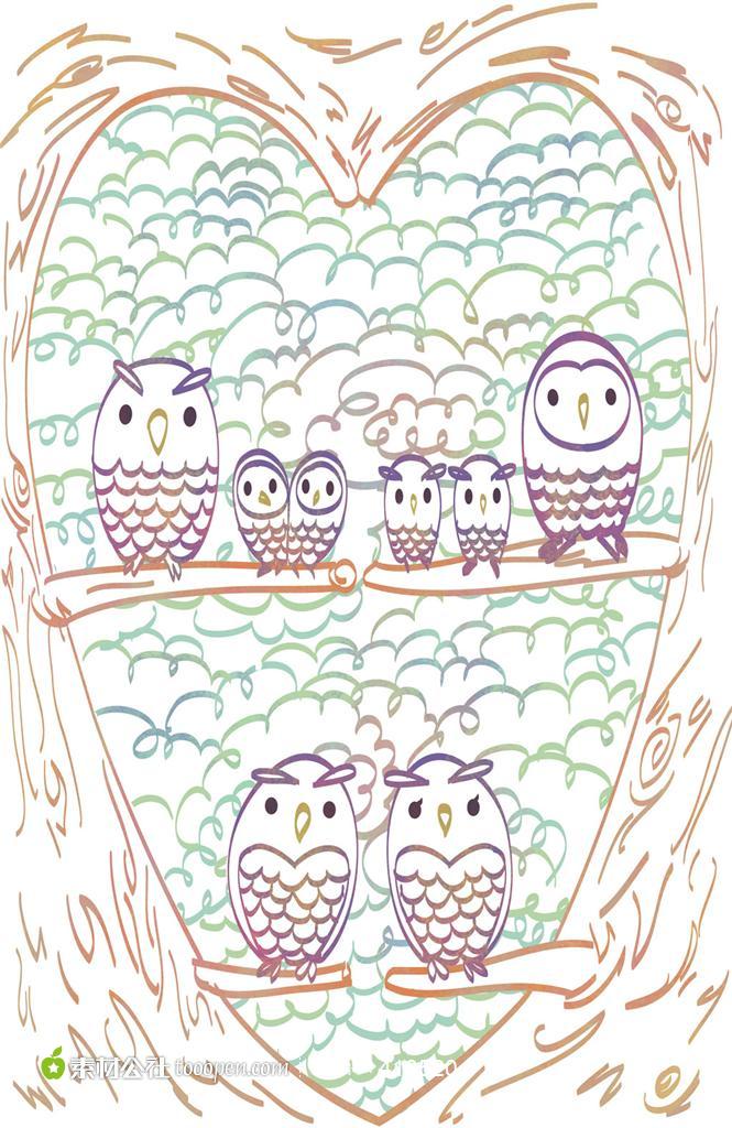 猫头鹰系列插画卡通素材