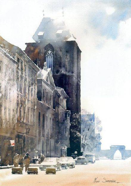 michal suffczynski 漂亮的水彩欧式建筑插画