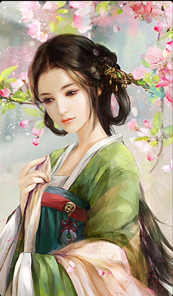 手绘 古风 水墨 美女 插画